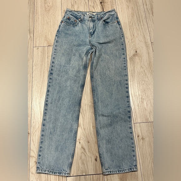 Levis Low Pro Straight Light Wash Women Sz 26 Denim Jeans Retro Mid Rise 90 Look - Picture 3 of 11